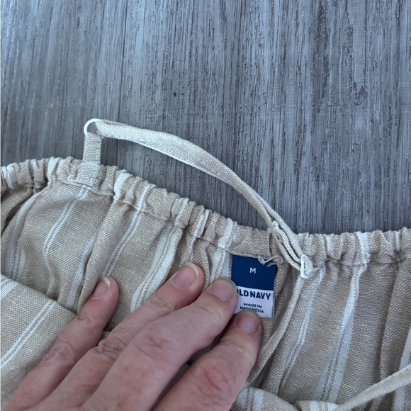 Old Navy Beige Striped Wide Leg Jumpsuit-linen/rayon - Picture 3 of 4